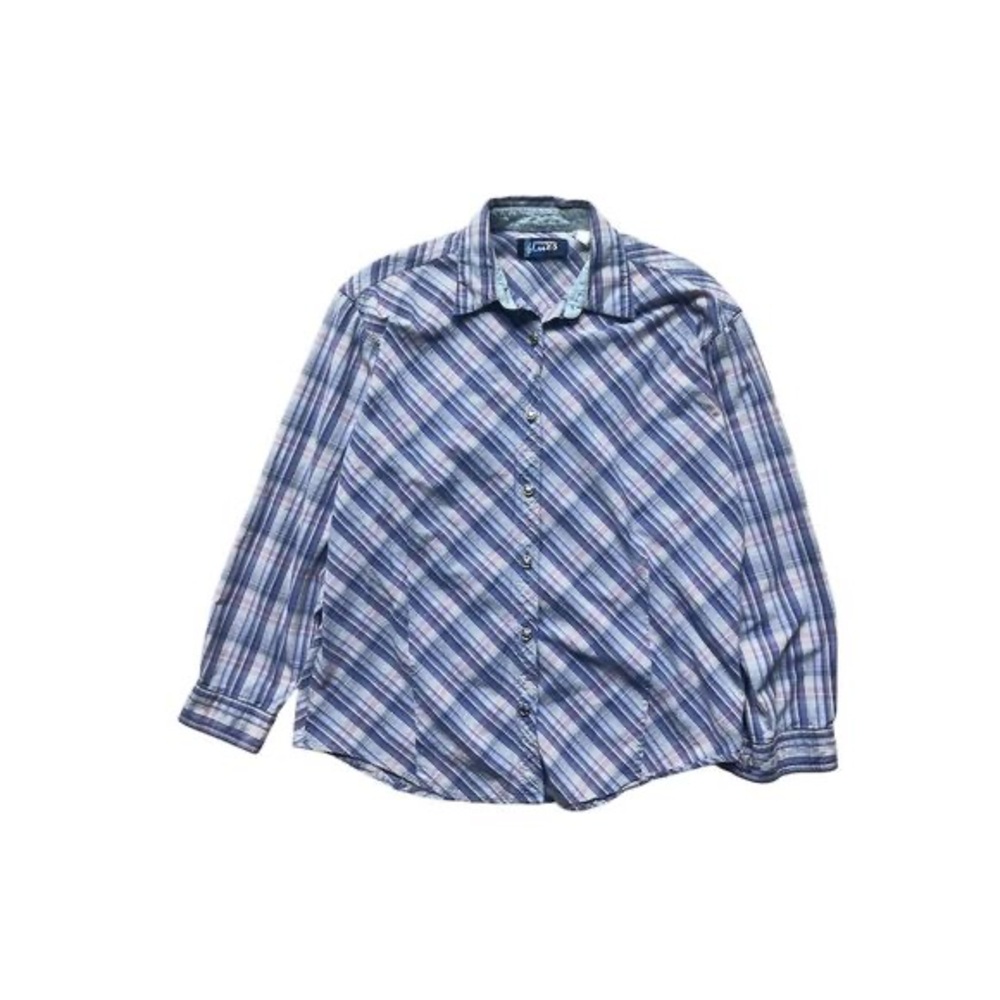 Wrangler Blues Men's Plaid Long Sleeve Button-Up Shirt Size L Multicolor